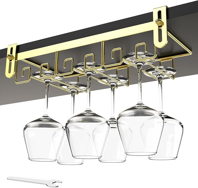 Under Cabinet Wine Glass Rack Gold, Wine Glass Holder Under Shelf, Wine Glass Racks Under Cabinet Wine Glass Hanger, Under Shelf Wine Glasses Holder Under Cabinet, Stemware Rack