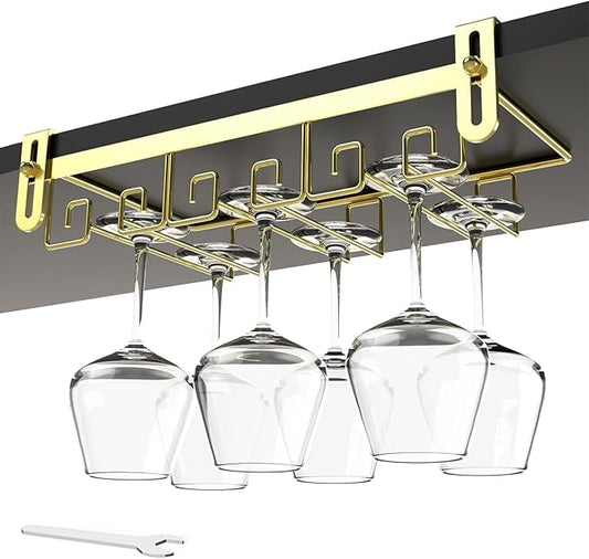 Under Cabinet Wine Glass Rack Gold, Wine Glass Holder Under Shelf, Wine Glass Racks Under Cabinet Wine Glass Hanger, Under Shelf Wine Glasses Holder Under Cabinet, Stemware Rack