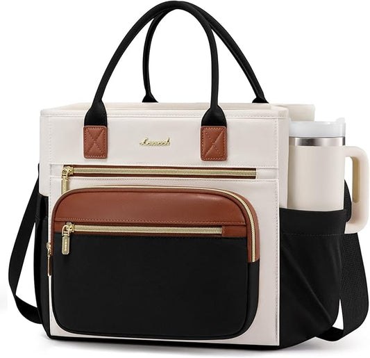 LOVEVOOK Insulated Lunch Bag Women,Wide Opening Adult Lunch Box Women with Cup Holder,X Large Leakproof Cooler Bag for Work Picnic Beach Family College Mom,Lunch Teacher Breast Pump Diaper Tote Bag