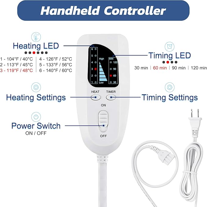 24"x20" Electric Heating pad for Back Neck Shoulder Knee Arms Legs- Electric Heat Pads with 6 Heat Settings & Auto Shut Off &Dry/Moist Heat Heating Pad for Birthday Mother Father Girl Men Women