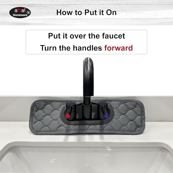 Bathroom Sink Splash Guard Oval-Hole Rectangle-Hole: AHA HOMEWARE, Faucet Mat for Bathroom Sink Oval Base, Bathroom Sink Water Splash Guard Centerset Rectangle Base (Gray & Gray)