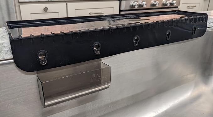 SiliSink XL Silicone Edge Guard for Kitchen Sink - Fits 3.75” - 4” Wide - The Original Silicone Sink Edge Protector with Sponge Caddy - Splash Guard, 20” Black Diamond