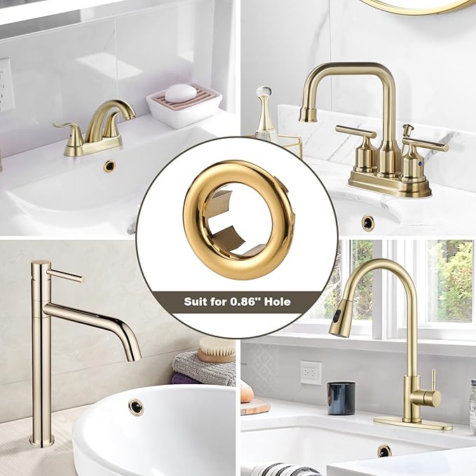 Sink Overflow Ring Brushed Gold: ARCORA 2 Pack Bathroom Kitchen Sink Basin Trim Overflow Cover Hole Insert Cap