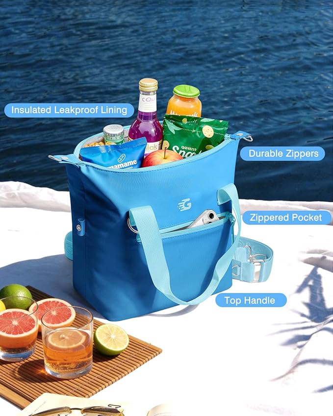GLORIEROO Pastel Lunch Box Women | Insulated Soft Waterproof Leakproof Lunch Bag Cooler | Adjustable Strap | BPA-Free