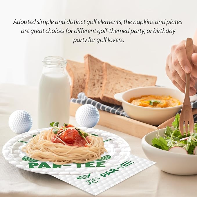 50pcs Golf Paper Plates and Napkins Party Decorations, Golf Themed Birthday Party Supplies Disposable Dessert Plates Tableware Set for Sports Theme Birthday Baby Shower Game Party Favors