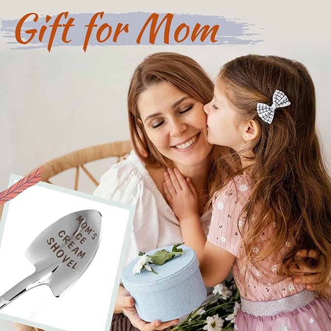 stormroo Gifts for Mom mother's day gifts Ice Cream Spoon Scoop for Ice Cream Lovers, Gifts for Women Funny Engraved Stainless Steel Spoon Shovel, Birthday, Mothers Day Gifts for Her