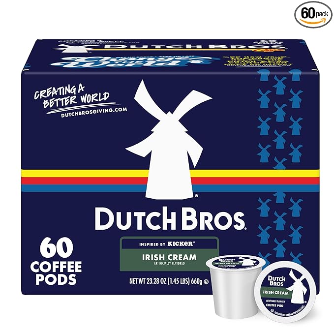 Dutch Bros Irish Cream Flavored Coffee inspired by Kicker®, 60 Count, Medium Roast, Single Serve Coffee Pods for Keurig K-Cup Brewers