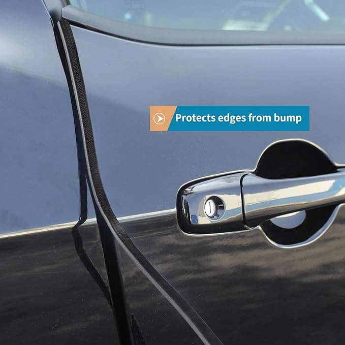 Rubber Edge Trim Guard 32.8ft/10m, Adhesive Free Door Edge Protector, U Shape Edge Seal Strip with Embedded Metal Clips Fits 3/64" to 1/4" Thick Edges (Black)