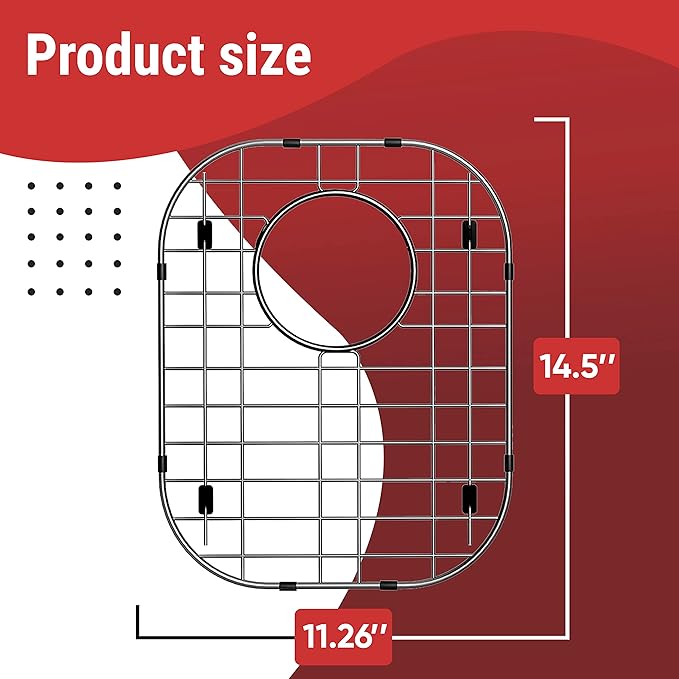 Sink Protectors for Kitchen Sink, Stainless Steel Protective Grid 11.26 x 14.5 Inch, Sink Rack for Bottom of Sink