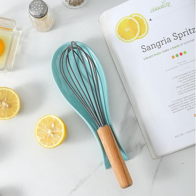 Ceramic Spoon Rest for Stove Top,Large 8.7 Inch Spoon Holder for Kitchen Counter,Porcelain Utensil Rest for Thankgiving and Christmas Gift,Dishwasher Safe and Heat-Resistant,Turquoise(1 PC)
