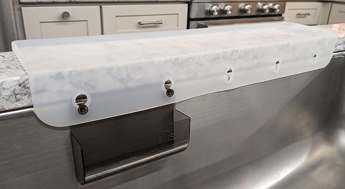 SiliSink XL Silicone Sink Edge Guard for Kitchen Sink - Fits 3.75” - 4” Wide - The Original Stone Protector with Sponge Caddy - Splash Guard, 20” Frosted Matte