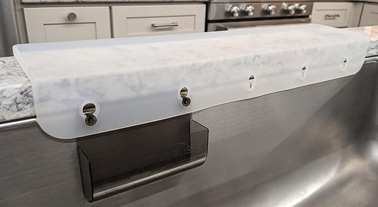 SiliSink XL Silicone Sink Edge Guard for Kitchen Sink - Fits 3.75” - 4” Wide - The Original Stone Protector with Sponge Caddy - Splash Guard, 20” Frosted Matte
