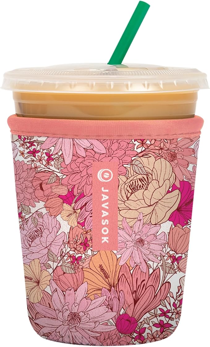 Sok It JavaSok Iced Coffee & Cold Soda Insulated Neoprene Cup Sleeve (Rosy Outlook, Small: 16-20oz)