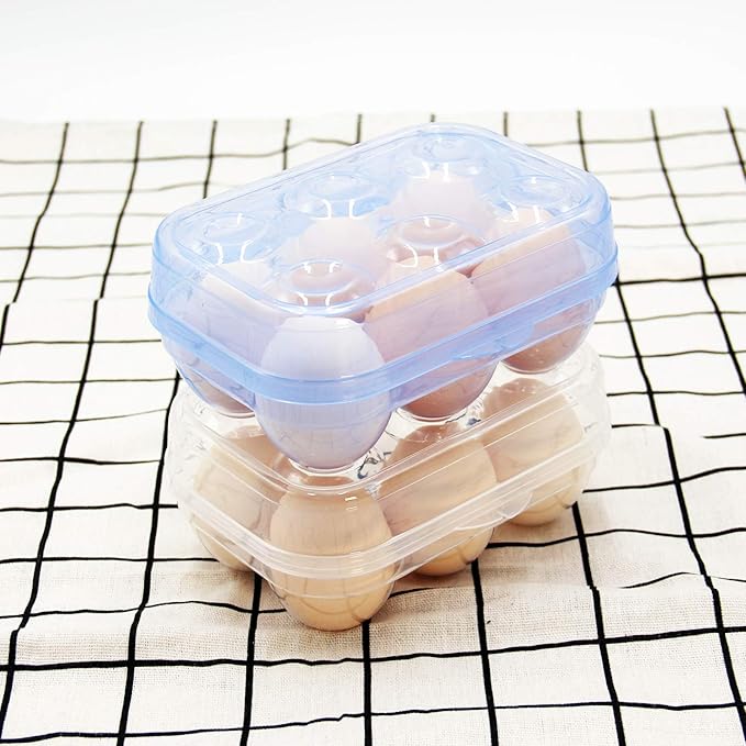 JAMOR 6 Grid Egg Storage Box Refrigerator Crisper Egg Protection Box Portable Egg Carriage Container For Camping Picnic Essential (White)