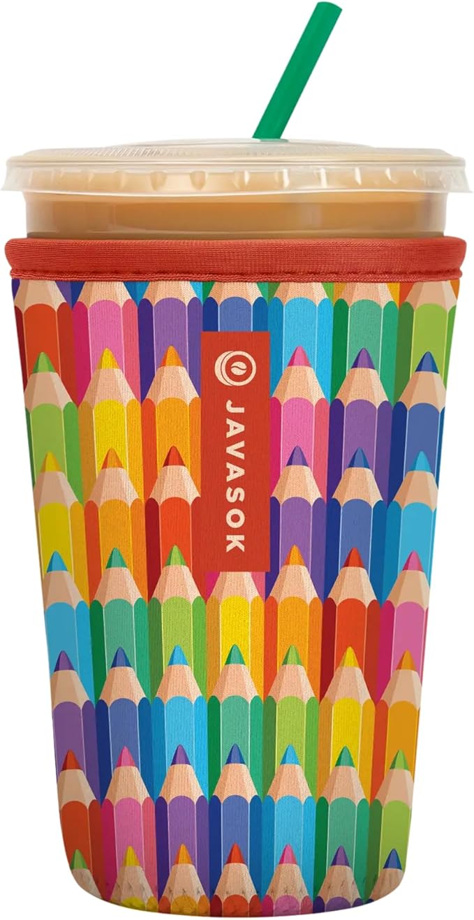 Sok It JavaSok Iced Coffee & Cold Soda Insulated Neoprene Cup Sleeve (Work of Art, Medium: 22-28oz)