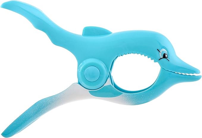 O2COOL Dolphin BocaClips, Beach Towel Holders, Clips, Set of Two, Beach, Patio or Pool Accessories, Secure, Portable Clips for Towels and Chips, Assorted Styles