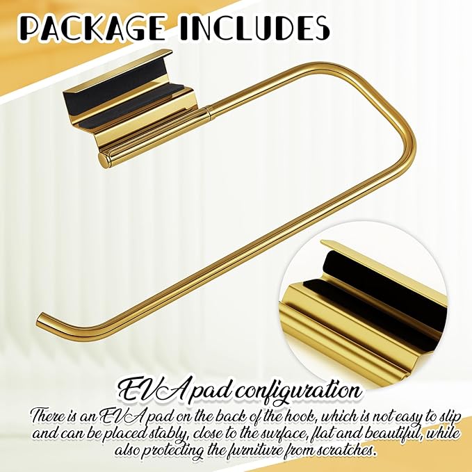 12.4 Inches Cabinet Door Paper Towel Holder Camper Under Sink No Drilling Paper Towel Storage and Dispenser for RV Kitchen Bathroom Laundry Room, Stainless Steel(Gold,2 Pcs)