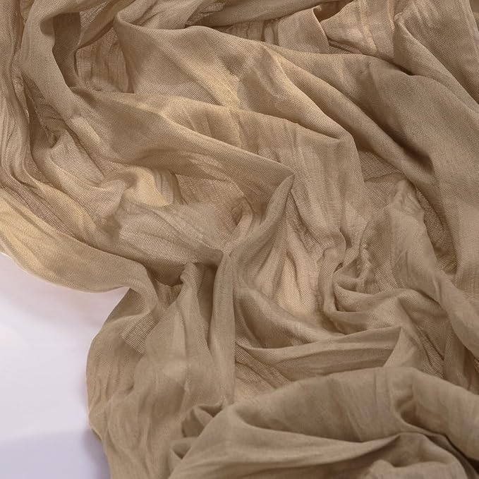 Socomi 6pcs Nude Brown Cheesecloth Table Runner Summer Boho Rustic Gauze 120 inch 10FT Cheese Cloth Sheer Runner for Wedding Party Baby Shower Birthday Home Decor Holiday Decorations
