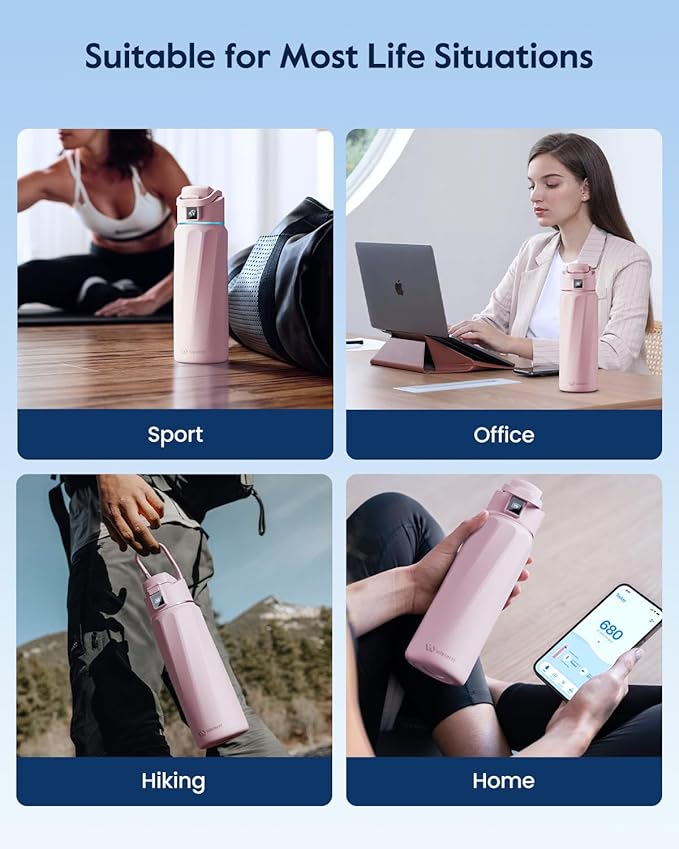 BOOST Smart Water Bottle with Reminder & Tracker, Double Wall Vacuum Insulated Bottles Stainless Steel, 32oz BPA-Free Wide Mouth for School, Gym, Office, Ideal for Father's Day
