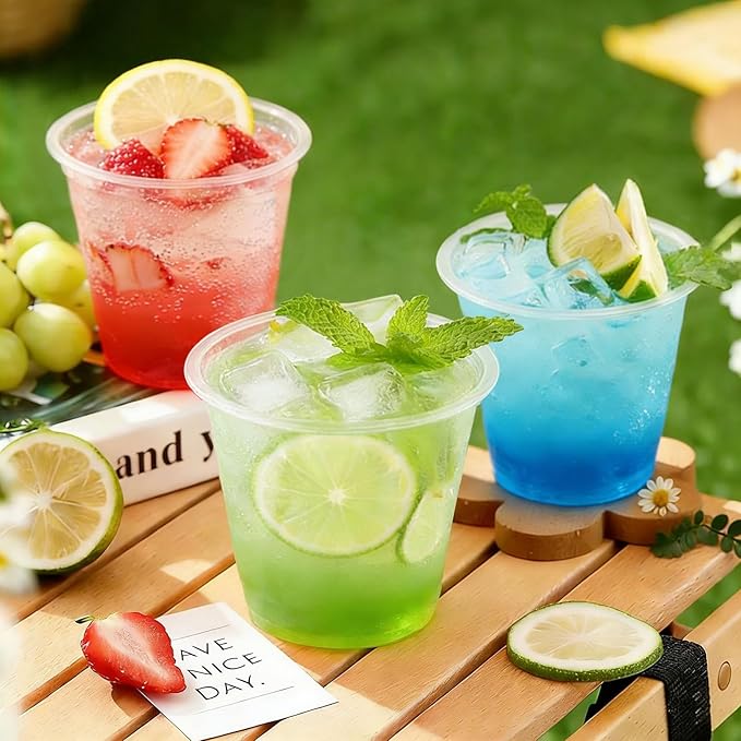 Clawsoff 50 Pack 9 oz Clear Plastic Cups, Disposable Parfait Cups No Lids, Fruit Cup, Clear PET Cup for Dessert, Cold Drink, Ice Cream, Salad