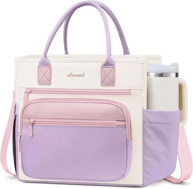 LOVEVOOK Insulated Lunch Bag Women,Wide Opening Adult Lunch Box Women with Cup Holder,Large Leakproof Cooler Bag for Work Picnic Beach Family College Mom,Lunch Teacher Breast Pump Diaper Tote Bag