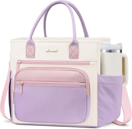LOVEVOOK Insulated Lunch Bag Women,Wide Opening Adult Lunch Box Women with Cup Holder,Large Leakproof Cooler Bag for Work Picnic Beach Family College Mom,Lunch Teacher Breast Pump Diaper Tote Bag
