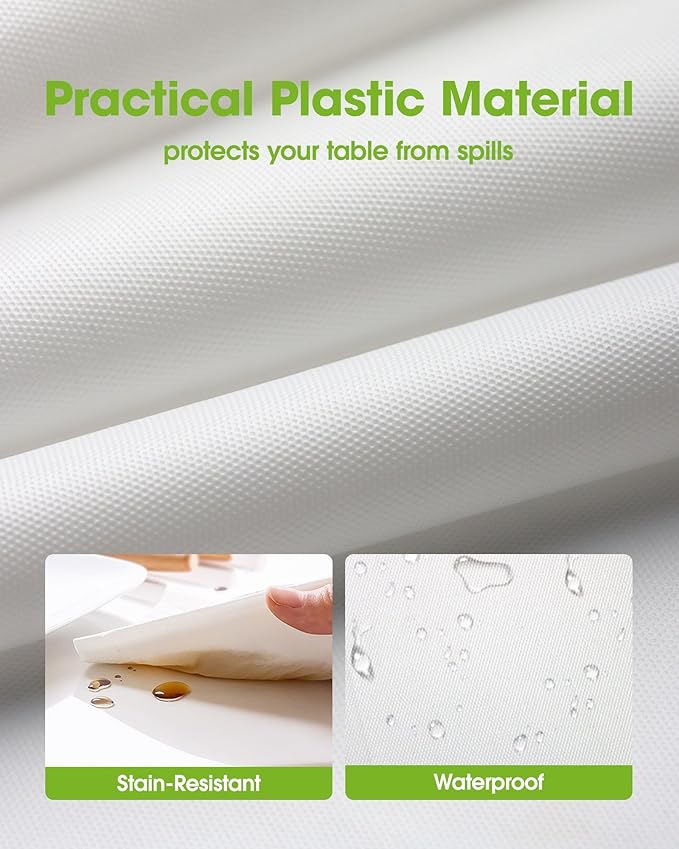 Pureegg Plastic Table Cloth Disposable 3 Pack, 54x108 Inch Rectangular Table Cloth, Leakproof Table Cover for Parties, Picnic, Weddings, White