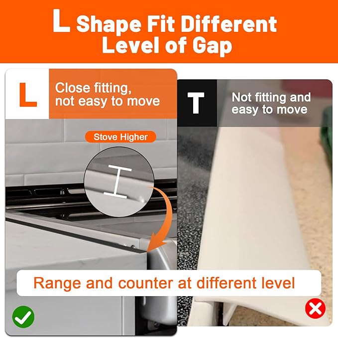 Stove Gap Covers for Electric, Oven Side Guards 2pcs, Gas Range Crack Strip, Stainless Steel Space Filler Between Stove & Counter Top, Crumb Catcher-Adjustable Len. 13.8" to 27.5", Fit 18",22",25" etc