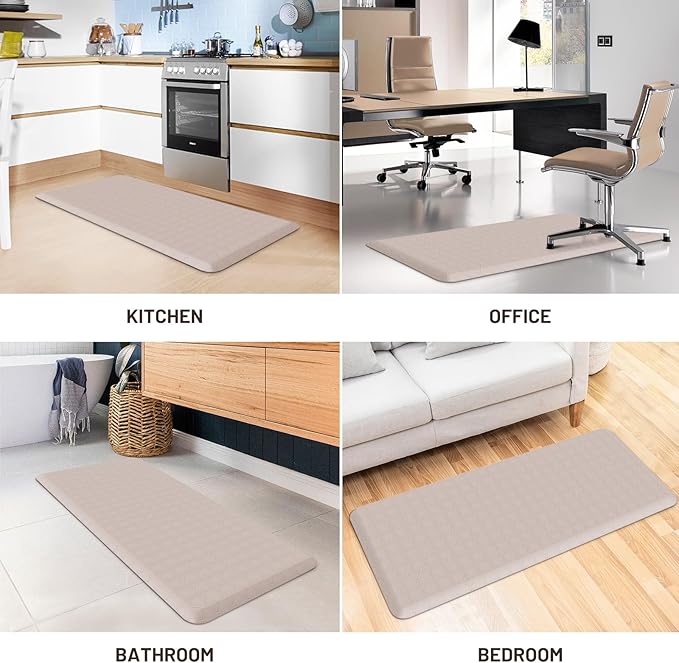 HappyTrends Kitchen Runner Rugs Anti-Fatigue mats,17.3"x 39",Non Slip Waterproof Ergonomic Comfort Mat for Kitchen, Floor Home, Office, Sink, Laundry,Khaki