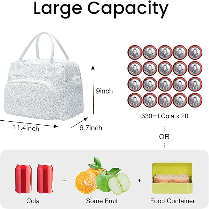 MAMONA Lunch Bag for Women Men Large Capacity Reusable Lunch Box Corduroy Insulated Cooler Tote Bags for Office Picnic