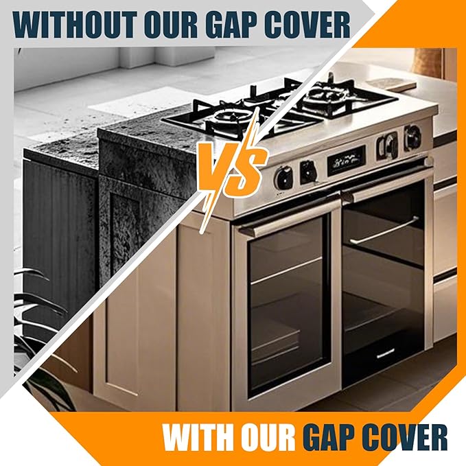 3rd Generation B-Forest Silicone Stove Gap Covers (2 Pack), Seals Gaps Between Stovetop and Counter, Heat Resistant Oven Gap Filler, Kitchen Stove Gap Guard (25 in-Black), Easy-Clean, Easy-Secure