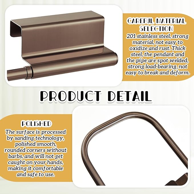 12.4 Inches Cabinet Door Paper Towel Holder Camper Under Sink No Drilling Paper Towel Storage and Dispenser for RV Kitchen Bathroom Laundry Room, Stainless Steel(Vintage Bronze,2 Pcs)