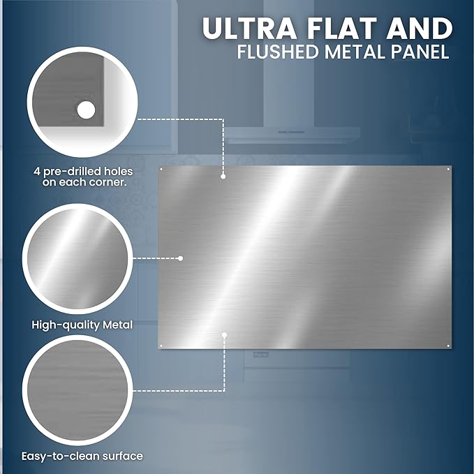 (2 Pack)24" x 30" Reversible Metal Backsplash Matching screws | Compatible with Broan-NuTone SP3004 - Ultra Flat and Flushed Metal Panel Splatter Guard for Stovetop Easy Installation