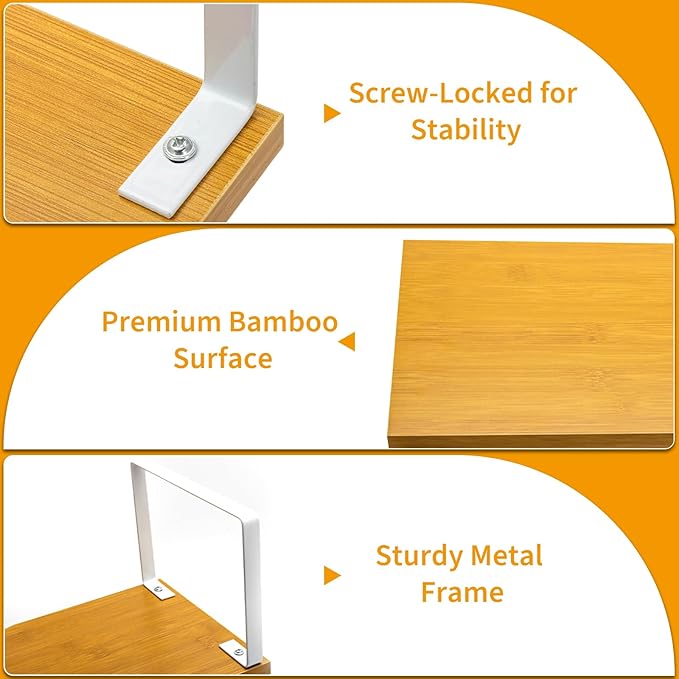 2 Pack Cabinet Organizer Shelf, Coffee Cup Organizer for Cabinet, Stackable and Expandable, Wood Kitchen Counter Shelves with Metal Legs, with Easy-Install Tool, for Mug and Cup Storage