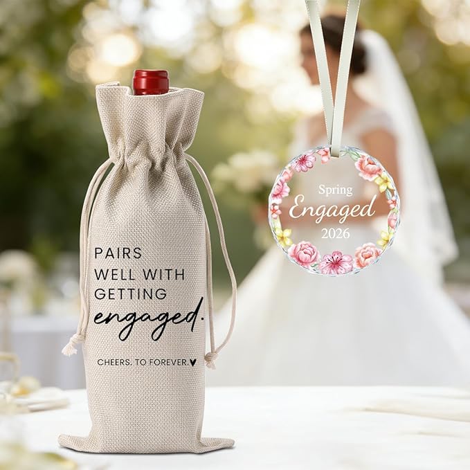 Engaged Gifts Engagement Gifts for Couples Her, Engagement Party Decorations for Women Couple Bride Wedding Our Spring Engaged Wine Bag Acrylic Ornament 2026