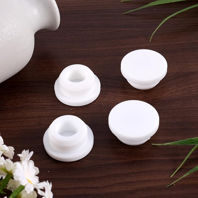 10pcs Silicone Sink Overflow Hole Cover, Round Spillover Cap Ring Stopper for Kitchen Bathroom Basin Easy-Fit Overflow Drain Cover Insert Plug for Home Bath Kitchen Washbasin Sinks (White)