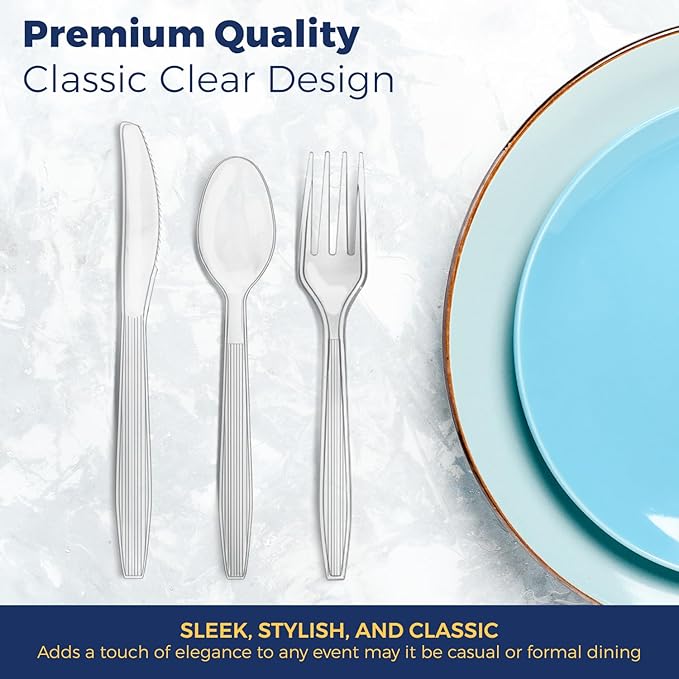 420 Count Extra Heavy Duty Plastic Forks Silverware – Heat Resistant & BPA Free Disposable Silverware Cutlery– Clear Premium Plastic Utensils for Parties & Events (Clear, 420 Forks)