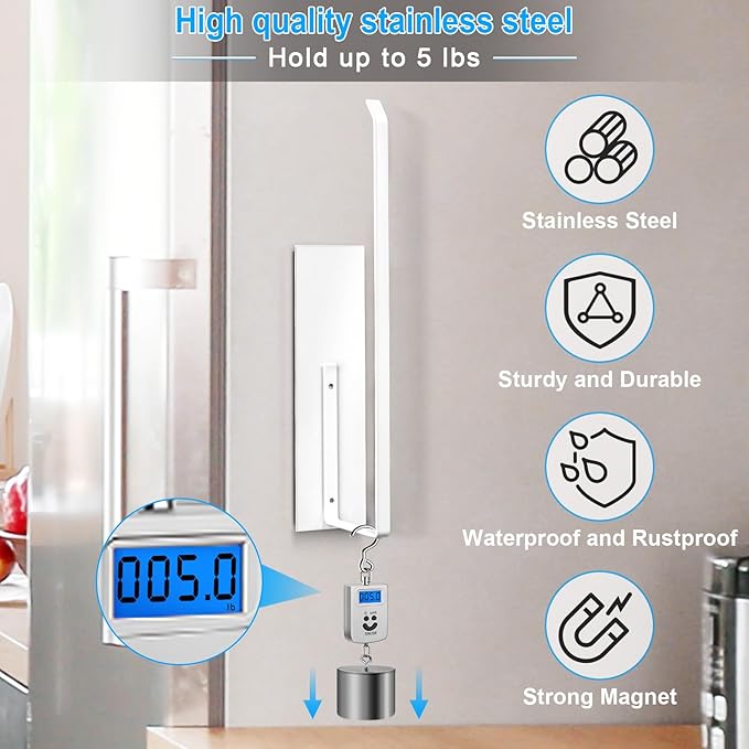 Seropy Magnetic Paper Towel Holder for Fridge, Toilet Paper Roll Holder Magnetic Paper Towel Rack Wall Mount Fridge Organizer for Papers Towels Roll Bathroom RV Decor Kitchen Organization White 1 Pack