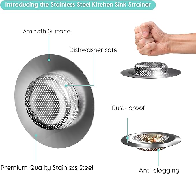 Sink Protectors for Kitchen Sink 13.1''x11.6''x1'', 304 Stainless Steel for Kitchen Sink Grate with Rear Drain, Sink Grate Sink Rack for Bottom of Sink with Sink Strainer