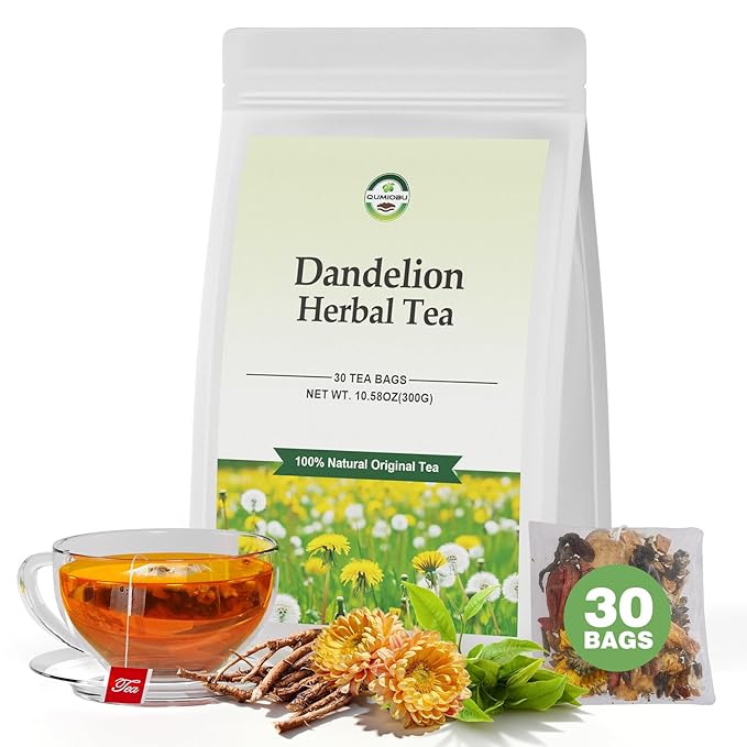 Dandelion Herbal Tea, Liver Detox Tea, Dandelion Tea, Liver Kidney Cleanse & Detox with Dandelion, Goji Berry, Burdock Root, Green Tea and Extra Herbal Ingredients, Kidney Tea, Chrysanthemum Tea, Dandelion Root Tea, Burdock Root Tea (30 Tea Bags(1 Pac...