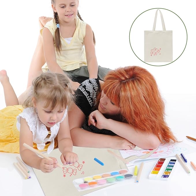 HECTOLIFE 6 I 12 I 24 I 48 Pack Canvas Tote Bags,Reusable Blank Canvas for Shopping Bags,Grocery Bags,DIY Gift Bags