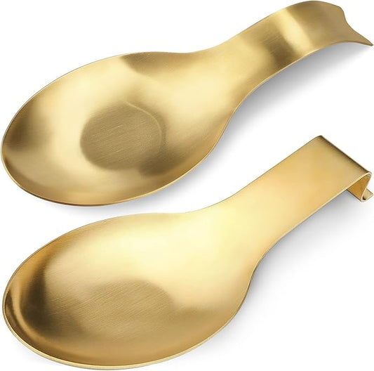 Stainless Steel Spoon Rest, Spatula Ladle Holder, Stainless Steel Utensil Spoon Rest Holder, Brushed Finish, Dishwasher Safe 9.8 x 3.7 Inch (Gold + Gold Fish Tail)