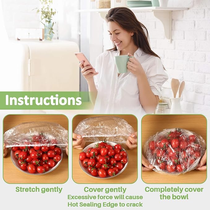 MAQIHAN 100 Bowl Covers Bread Proofing - Extra Large Plastic Wrap for Food Sourdough Bread Baking Rising Elastic Reusable Plate Covers Outdoor Food Fresh Keeping Bags Shower Cap Hair Deep Conditioning
