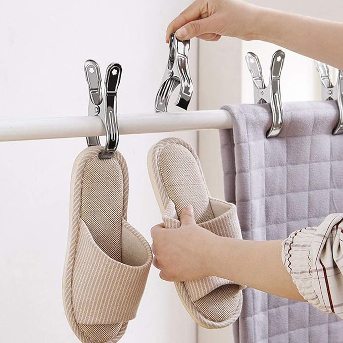 10 Pack 4.7" Stainless Steel Pool Cover Clips, Heavy Duty Pool Cover Clamps for Above Ground Pool Winter Wind Guard, Multipurpose Beach Towel Clips, Laundry Clothespins, Curtain & Quilt Clips