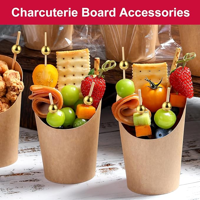 1000 Pcs Cocktail Picks, Gold Plastic Ball Decor Skewer for Appetizers, Fruit, Kebabs, Mini Burger, Bamboo Skewers for Drinks, Handheld Toothpicks, Food Sticks Natural, Kitchen Gadget