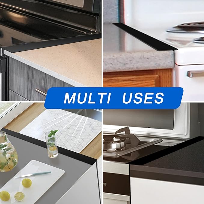Silicone Stove Counter Gap Cover (2 Pack),Easy Clean Heat Resistant Wide & Long Kitchen Stove Gap Filler,Seals Spills Between Counters, Oven, Stovetops, Washing Machines, Washer, Dryer(21in, Black)