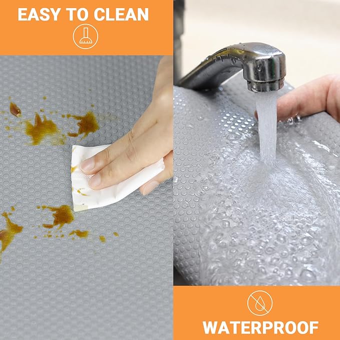 Large Shelf Liners for Kitchen Cabinets: 20 Inch Wide x 300 inch Long Waterproof Under Sink Mat Light Grey - Non-Adhesive Easy to Cut Drawer Liner for Pantry Cupboard