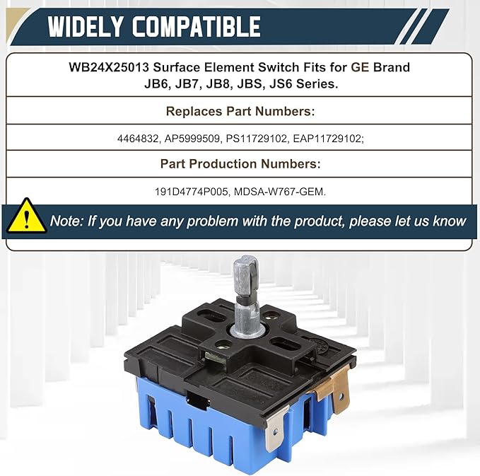 WB24X25013 Range Surface Element Control Switch Replace Parts for MDSA-W767-GEM, PS11729102, AP5999509, PS11729102, 4464832 Compatible with GE Electric Ranges JB6, JB7, JB8, JBS, JS6 PCB JS7 Series