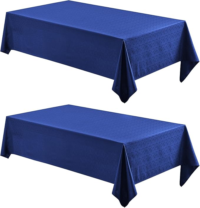 Veblandy 2 Pack Rectangle Tablecloth, 60x104 inch, Water Resistant Wrinkle Free Linen Textured Table Cloth Washable, Decorative Fabric Table Cover for Dining, Party and Camping, Royal Blue