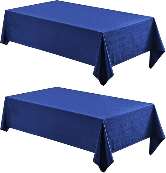 Veblandy 2 Pack Rectangle Tablecloth, 52x70 inch, Water Resistant Wrinkle Free Linen Textured Table Cloth Washable, Decorative Fabric Table Cover for Dining, Party and Camping, Royal Blue